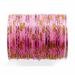 LLL FASHION Pink Glass Artificial Stones Bangle-picture-25