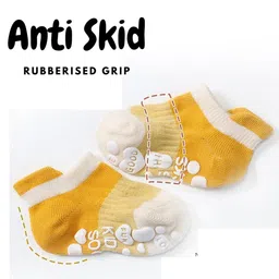 Baby Moo Pack Of 5 Monochrome Style Anti Skid  Socks - Orange image 4