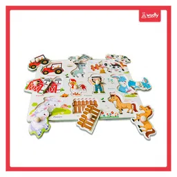 Wudly - Wooden Fram Learning Knob Puzzle with White Board image 4