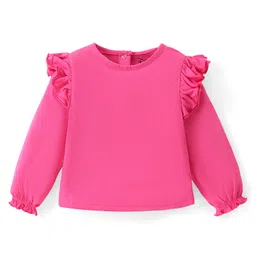 Babyhug Disney  Dungaree With Full Sleeves Top and Minnie Mouse & Friends All Over Print & Pocket Detailing - Pink image 5