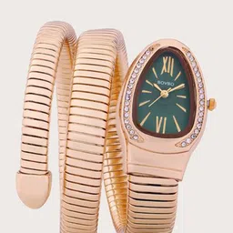 ZAADRAN Unisex Embellished Dial & Stainless Steel Bracelet Style Straps Digital Automatic Watch Le Serpent image 5