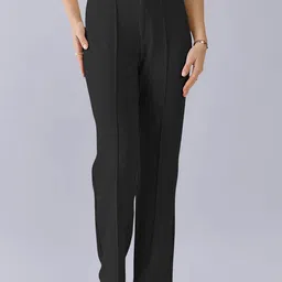 Dream Beauty Fashion Women Straight Fit High-Rise Easy Wash Pleated Trousers-image-77