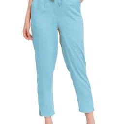 PATRORNA Light Blue Mid Rise Slim Fit Trousers-image-27