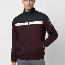 Van Heusen Sport Maroon Cotton Regular Fit Colour Block Jacket-picture-21