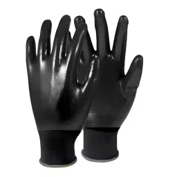 Swavind Safety Hand Gloves Durable Synthetic Fabric Full Latex + Nitrile Coating with Abrasion Resistance Full Black Free Size-picture-32