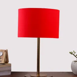 Devansh Red Wood Cylindrical Shaped Table Lamp-picture-24
