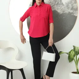 FITHUB Self Design Shirt Style Top image 3