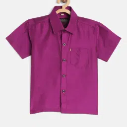 THANGAMAGAN Kids Violet Solid Shirt-image-30