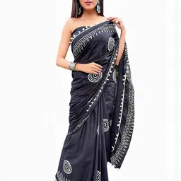 Pinkcity Trade World Black Pure Cotton Ikat Sarees-picture-33