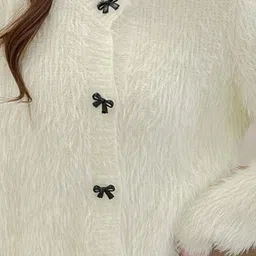 HERE&NOW Women V-Neck Crop Cardigan With Button Detail image 5