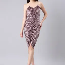 showoffff SHOWOFF Mauve Velvet Regular Fit Bodycon Dress-picture-38