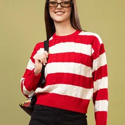 Chemistry Women Striped Woollen Pullover-picture-15