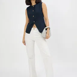 STYLE BLUSH Linen Structured-Fit Round-Neck Waistcoat image 5
