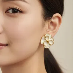 GAURANGI Women Gold-Plated Floral Studs Earrings-picture-27