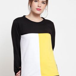 Belle Fille Women Black & Yellow Colourblocked Sweatshirt-picture-15