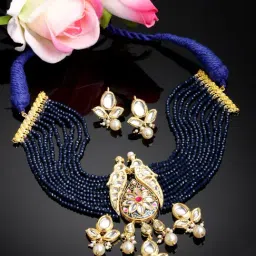 Dugran By Dugristyle Blue Necklace & Earring Set for Women-picture-13