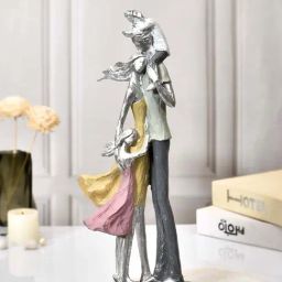 Tayhaa Silver Resin Metallic Finish Family Love Showpiece-image-23