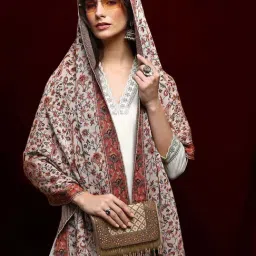 Libas Beige Floral Print Shawl image 4