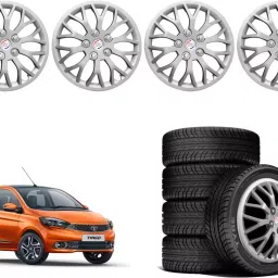 Auto Pearl ViS19 R1333.02 cm (13 Inch) Press Type Wheel Hubcap with Retention Ring Glossy Silver Wheel Cover for Tata Tiago Revotron XM (Set of 4)-picture-14