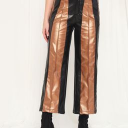TANDUL Women Leather Colourblocked Original Mid-Rise Cropped Culottes Trousers-picture-18