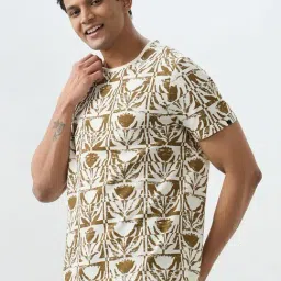 Spykar Off White Printed Slim Fit T-Shirts image 4