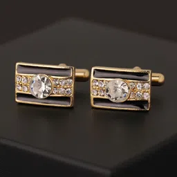 Voylla Men Set of 2 Embellished Statement Royale Crystal Cufflinks-image-5