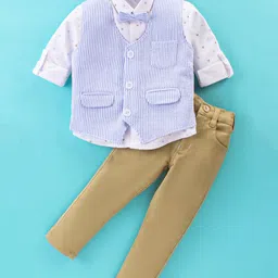 Robo Fry Full Sleeves Striped Party Suit with Bow - Blue-picture-17