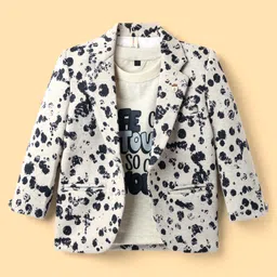 Dapper Dudes Full Sleeves Abstract Printed Blazer With Tee - Navy Blue-picture-20