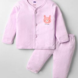 Simply Interlock Knit Full Sleeves Night Suit with Animal Print - Lilac-picture-36