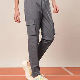 Technosport Knit Solid Cargo Track Pant - Light Grey-picture-21