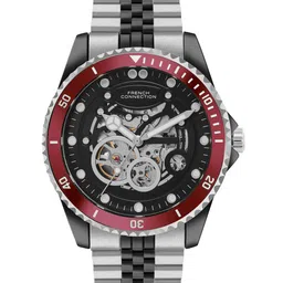 French Connection Men Skeleton Dial & Stainless Steel Bracelet Style Straps Analogue Automatic Motion Watch-picture-29
