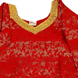 Itsmycostume Brocade Punjabi Dress Theme Costume Set - Red & Yellow image 5