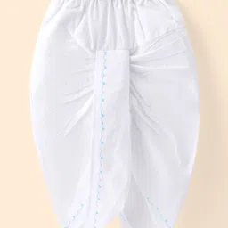 Babyhug Cambric Woven Full Sleeves Embroidered Kurta & Dhoti Set - Sky Blue image 5