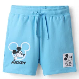 Honeyhap Disney 100% Cotton Half Sleeve Oversize Drop Shoulder T-Shirt & Shorts With Mickey Mouse Graphics And Badge Detailing - Blue image 5