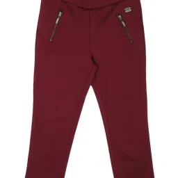 Peter England Girls Maroon Solid Treggings-image-81