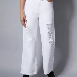 High Star White Distressed Relaxed Fit High Rise Jeans-picture-33