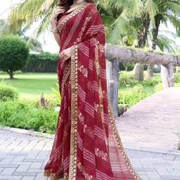 priyashi Striped Embroidered Pure Georgette Saree image 3