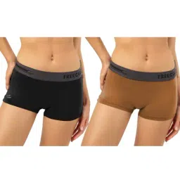 Freecultr Black & Brown Plain Boy-Shorts Panties - Pack Of 2-image-8