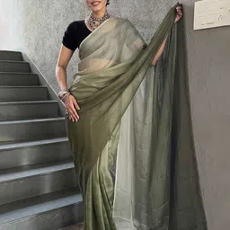 DIVASTRI Ombre Pure Chiffon Zari Ready to Wear Saree image 4