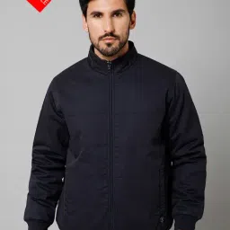 Cantabil Navy & Brown Regular Fit High Neck Reversible Jacket-picture-14