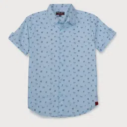 Gini & Jony Kids Sky Blue Printed Shirt-picture-11