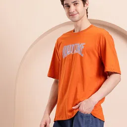Mast & Harbour Typography Print Drop-Shoulder Sleeves Pure Cotton T-shirt image 4
