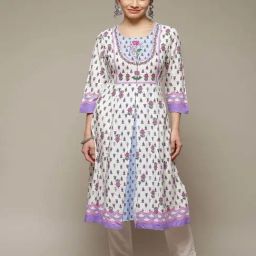 Rangriti White Printed A Line Kurta-picture-49