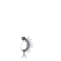 FLINGDOM Sterling Silver Oxidised Stone-Studded & Beaded Stud Nosepin-picture-14