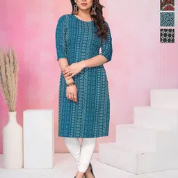 KETAKI FASHION Women pack of 4 Printed Mirror Work Crepe Kurta-picture-16