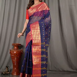 Ruuprekha Woven Design Zari Pure Cotton Taant Saree-picture-26