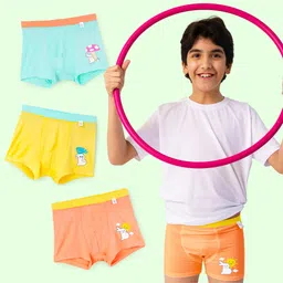SuperBottoms Pack of 3 Bamboo Bunny Printed Super Soft Boxers - Orange Blue & Yellow-picture-22