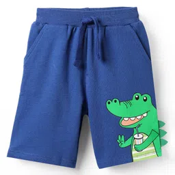 Babyhug Terry Knit Mid Thigh Shorts With Dino Print - Royal Blue-picture-25