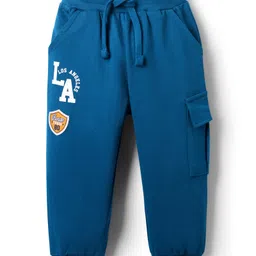 Babyhug Cotton Terry Knit Full Length Lounge Pant with LA Print - Blue-picture-35