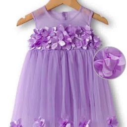 Mark & Mia Sleeveless Solid Color Corsage Detailing Flared Frock Style Party Onesie - Plum-picture-23